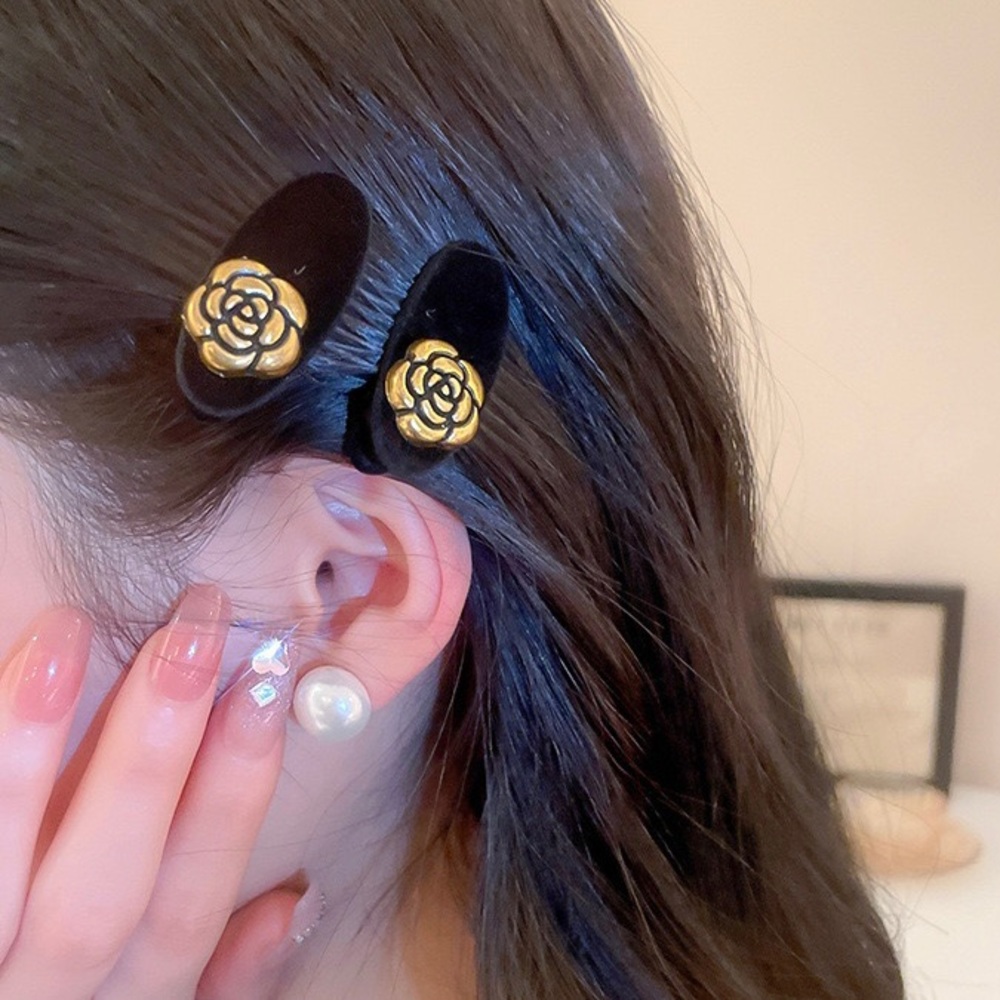 Camellia Flower Hairclips Mini Hairpins Women Hair Accessories Lot 2 Black New